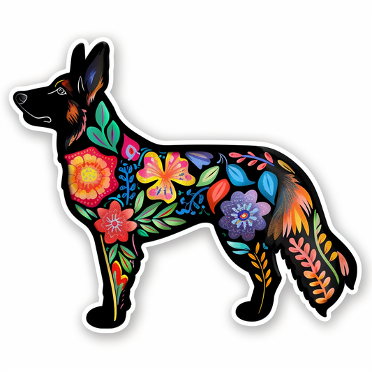 German Shepherd Dog floral Vinyl Decal Sticker for Car, Laptop, Tumbler and more # F011501