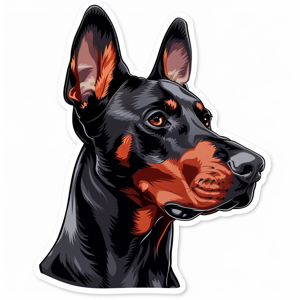 Sticker of a Doberman Pinscher Dog majestic Expressive surreal Vinyl Decal Sticker for Car, Laptop, Tumbler and more # F019239