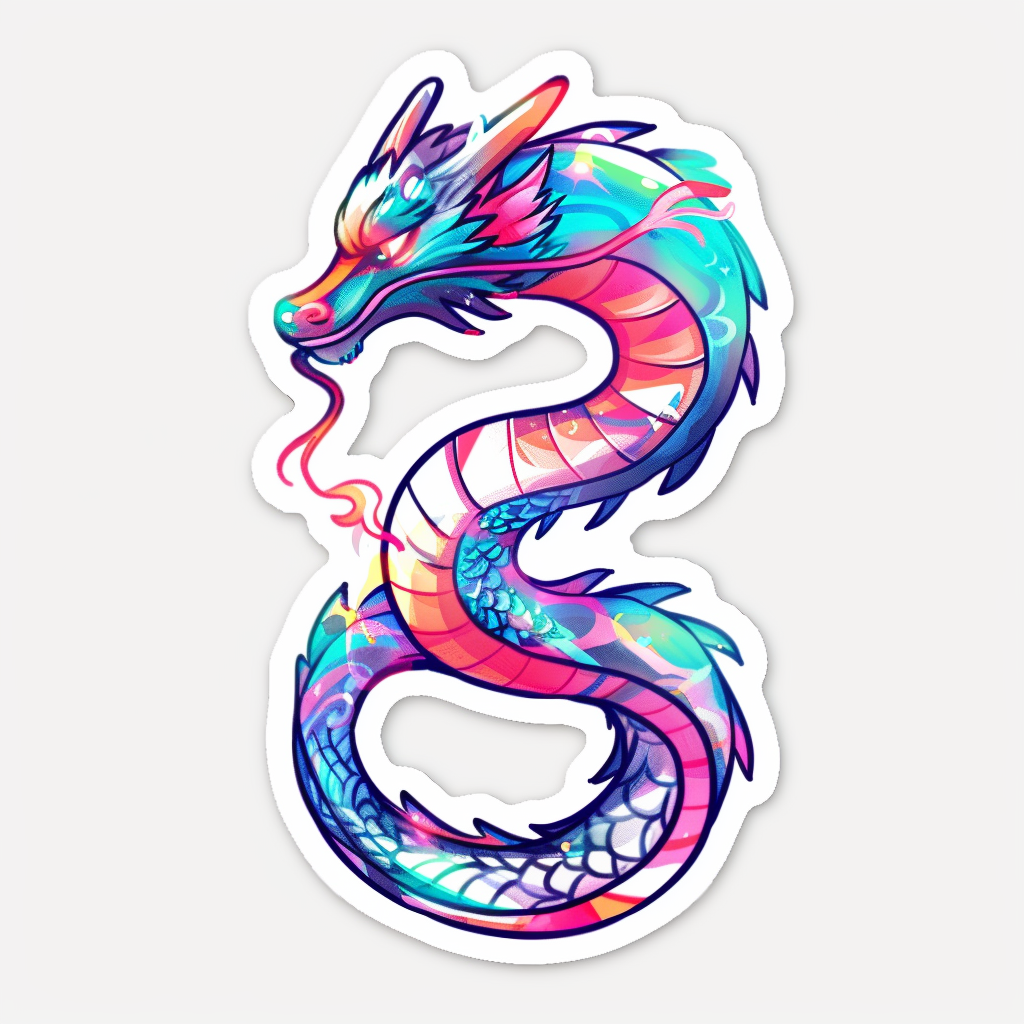 Dragon majestic Expressive surreal Vinyl Decal Sticker for Car, Laptop, Tumbler and more # F019124-4" x 4"