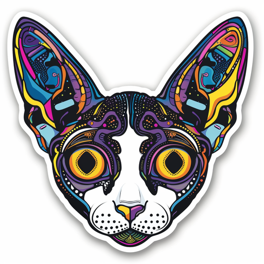 Adorable Cornish Rex Cat Expressive surreal Vinyl Decal Sticker for Car, Laptop, Tumbler and more # F021490-4" x 4"