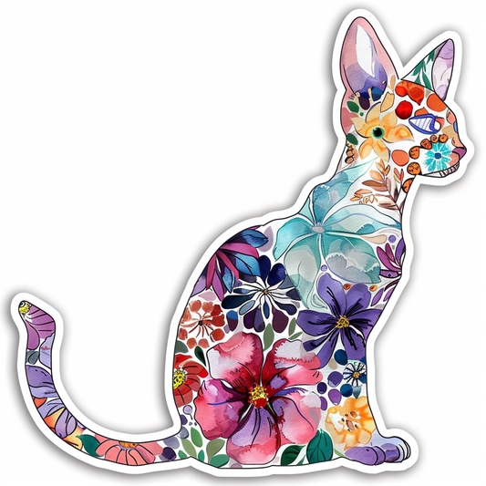 Adorable Cornish Rex Cat Expressive surreal Vinyl Decal Sticker for Car, Laptop, Tumbler and more # F021443-4" x 4"
