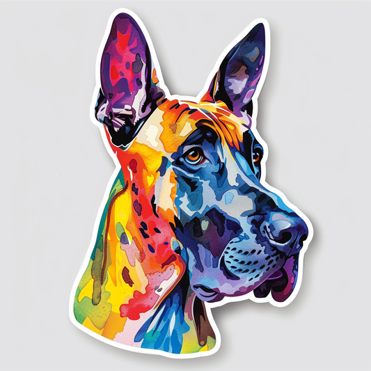 Adorable Great Dane Dog Expressive surreal Vinyl Decal Sticker for Car, Laptop, Tumbler and more # F017862