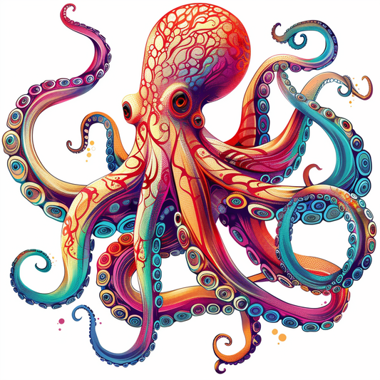 Sticker of a Octopus heartcore majestic Expressive surreal Vinyl Decal Sticker for Car, Laptop, Tumbler and more # F015434