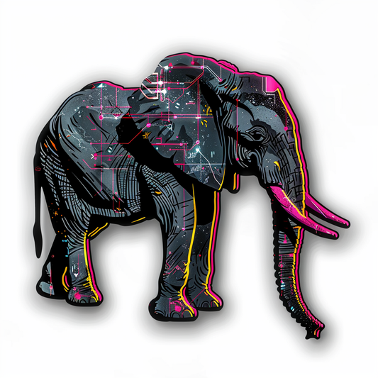 Elephant Expressive surreal Vinyl Decal Sticker for Car, Laptop, Tumbler and more # F022232-4" x 4"