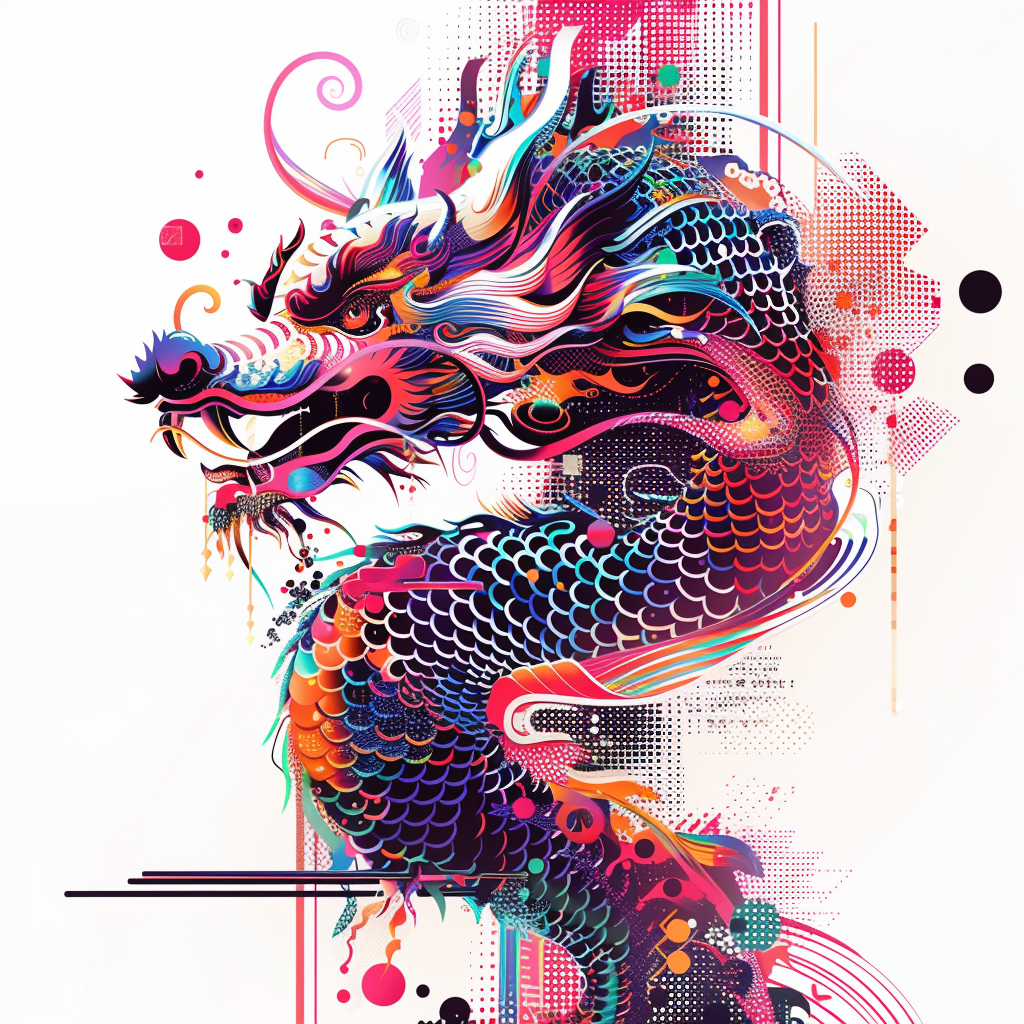 Dragon cyber punk majestic Expressive surreal Vinyl Decal Sticker for Car, Laptop, Tumbler and more # F019064-4" x 4"