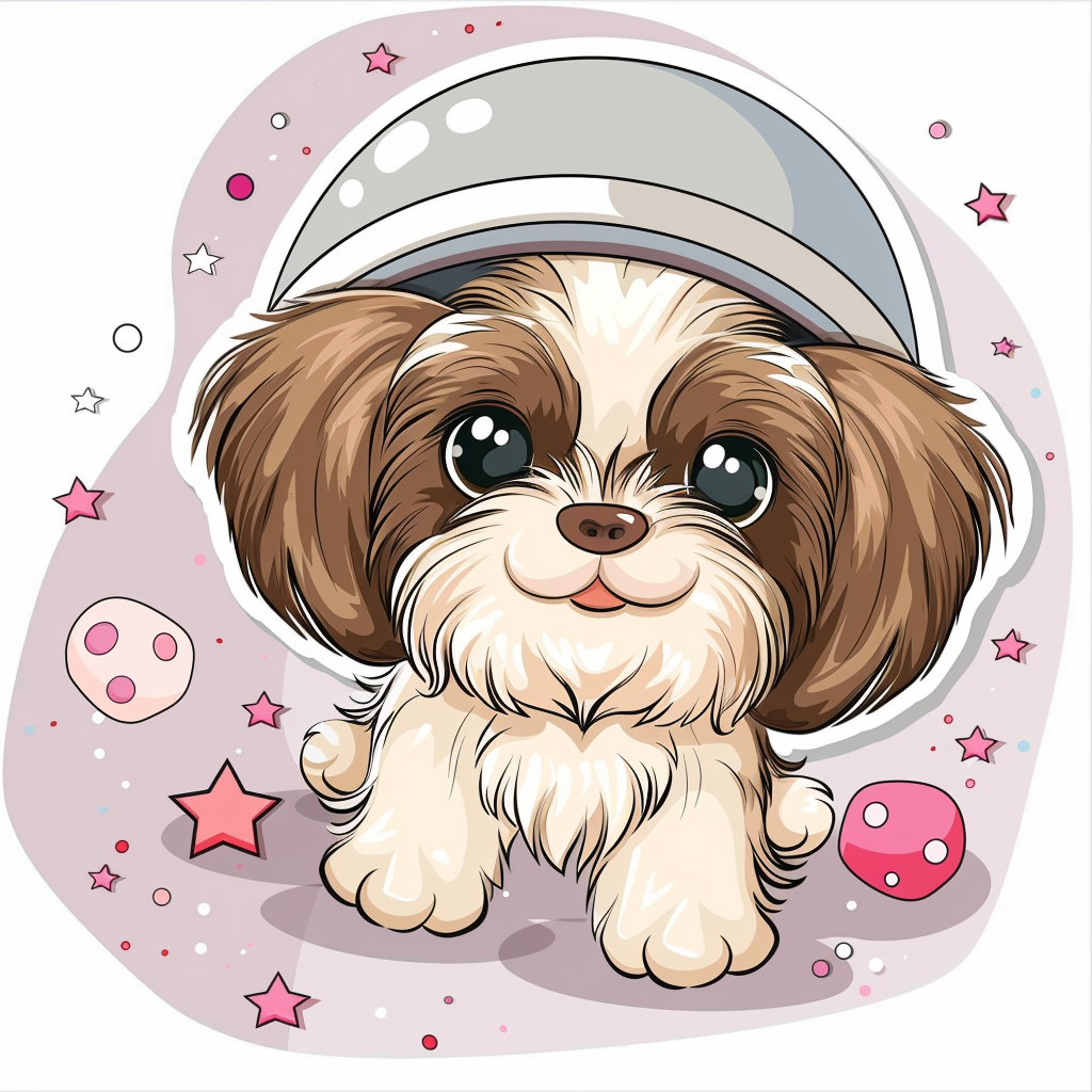 Adorable Shih Tzu Dog Expressive surreal Vinyl Decal Sticker for Car, Laptop, Tumbler and more # F018137