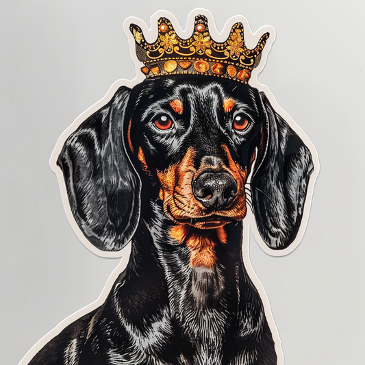 Dachshund Dog crowned Vinyl Decal Sticker for Car, Laptop, Tumbler and more # F013085