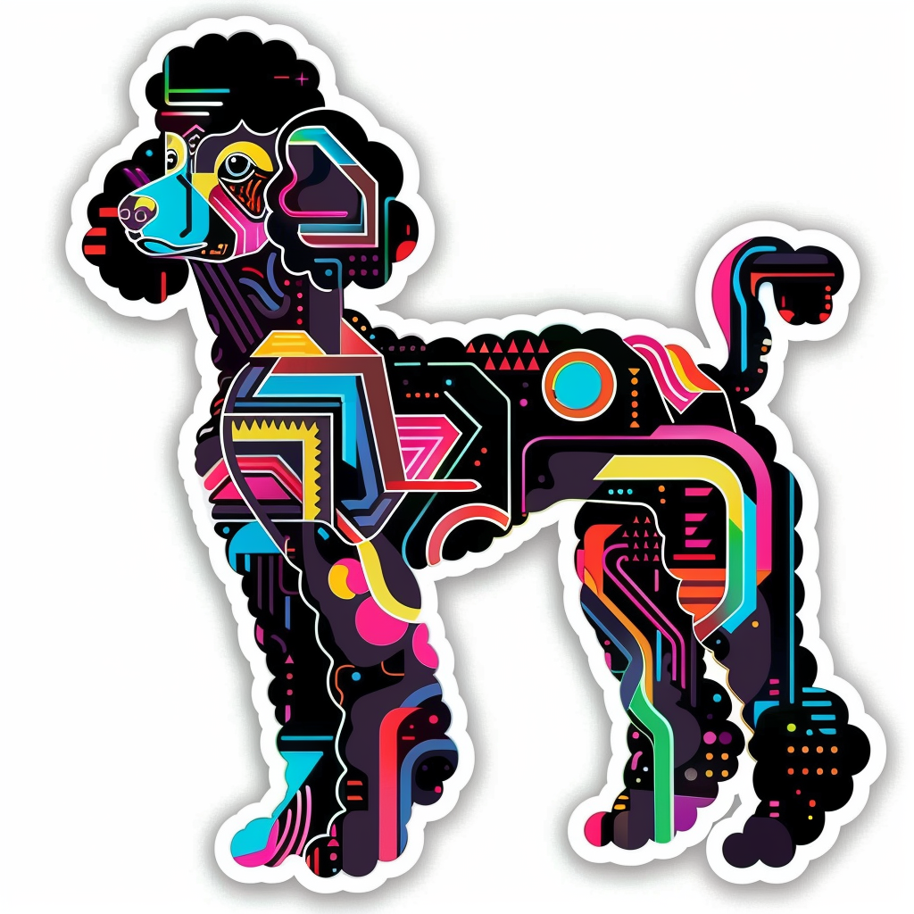 Poodle Dog cyber punk Vinyl Decal Sticker for Car, Laptop, Tumbler and more # F012592