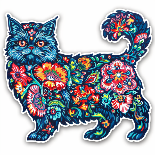 Sticker of a Persian Cat Expressive surreal Vinyl Decal Sticker for Car, Laptop, Tumbler and more # F016405