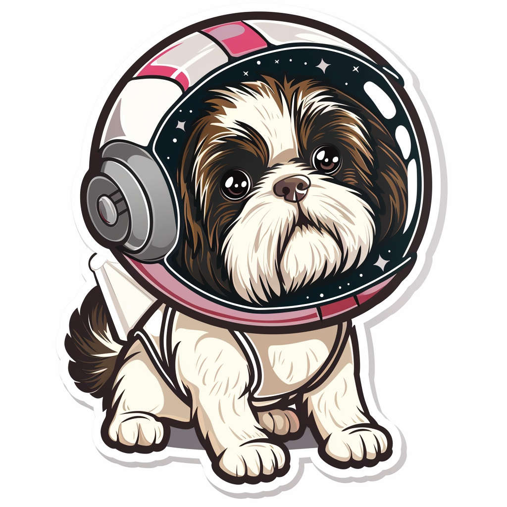 Adorable Shih Tzu Dog Expressive surreal Vinyl Decal Sticker for Car, Laptop, Tumbler and more # F018161