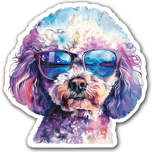 Poodle Dog wearing sunglasses Vinyl Decal Sticker for Car, Laptop, Tumbler and more # F012443