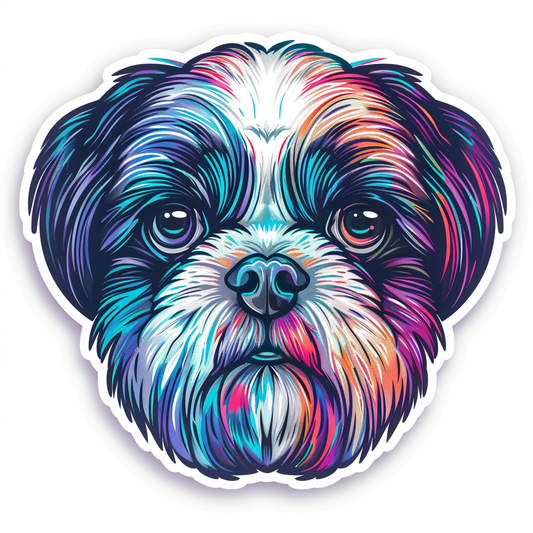 Adorable Shih Tzu Dog Expressive surreal Vinyl Decal Sticker for Car, Laptop, Tumbler and more # F018470
