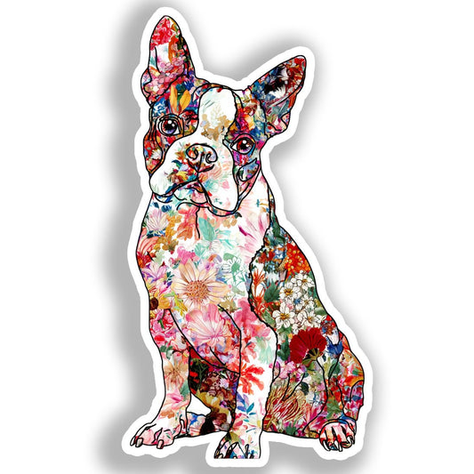 Boston Terrier Dog Vinyl Decal Sticker for Car, Laptop, Tumbler and more # A018997-4" x 4"