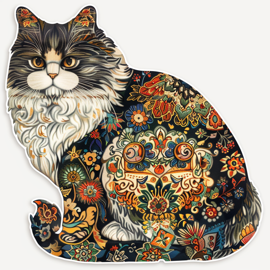 Sticker of a Persian Cat Expressive surreal Vinyl Decal Sticker for Car, Laptop, Tumbler and more # F016398