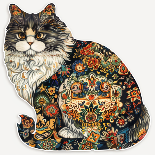 Sticker of a Persian Cat Expressive surreal Vinyl Decal Sticker for Car, Laptop, Tumbler and more # F016398