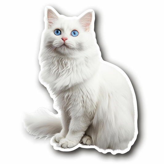 Adorable Turkish Angora Cat  Vinyl Decal Sticker for Car, Laptop, Tumbler and more # F020816-4" x 4"