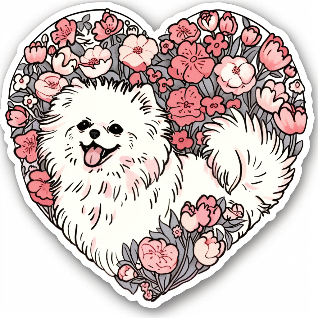Sticker of a Pomeranian Dog majestic Expressive surreal Heartcore Vinyl Decal Sticker for Car, Laptop, Tumbler and more # F014111