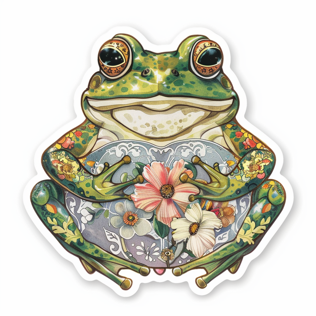 Sticker of a Frog majestic Expressive surreal Vinyl Decal Sticker for Car, Laptop, Tumbler and more # F016618