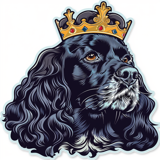 Cocker Spaniel Dog crowned majestic Expressive surreal Vinyl Decal Sticker for Car, Laptop, Tumbler and more # F020251-4" x 4"