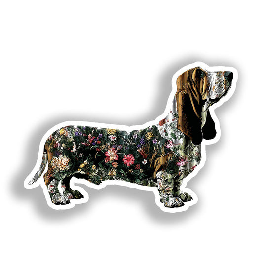 Basset Hound Dog Vinyl Decal Sticker for Car, Laptop, Tumbler and more # A018720-4" x 4"