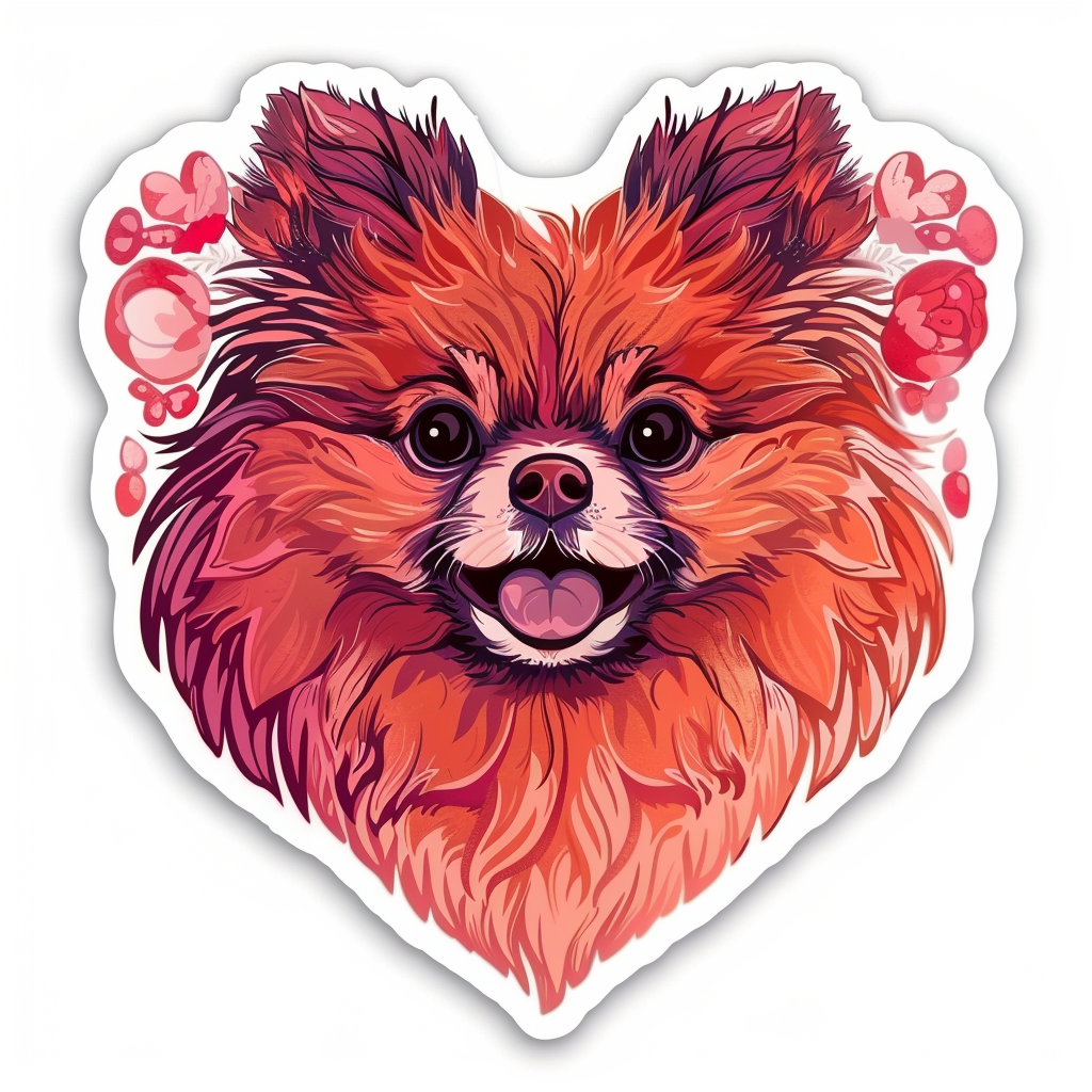 Sticker of a Pomeranian Dog majestic Expressive surreal Heartcore Vinyl Decal Sticker for Car, Laptop, Tumbler and more # F014136