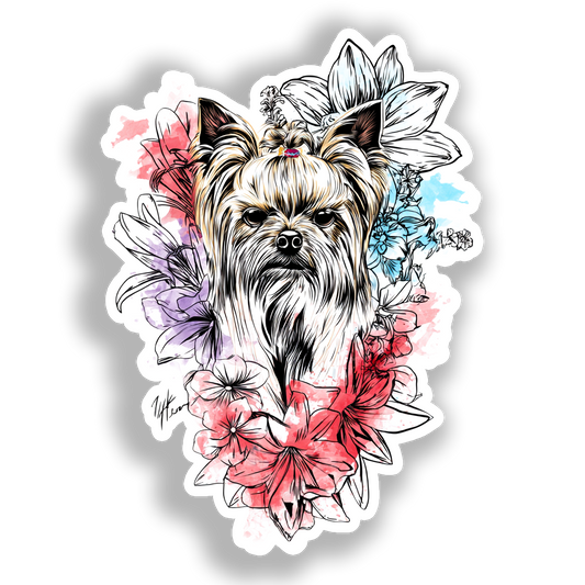 Yorkshire Terrier Dog Vinyl Decal Sticker for Car, Laptop, Tumbler and more # A017185-4" x 4"