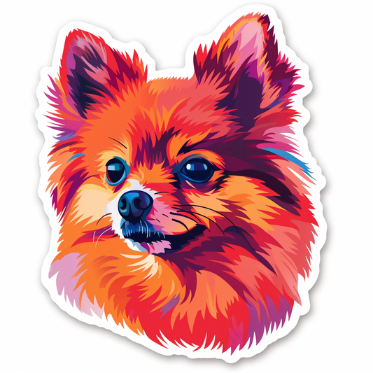 Sticker of a Pomeranian Dog majestic Expressive surreal Vinyl Decal Sticker for Car, Laptop, Tumbler and more # F013840