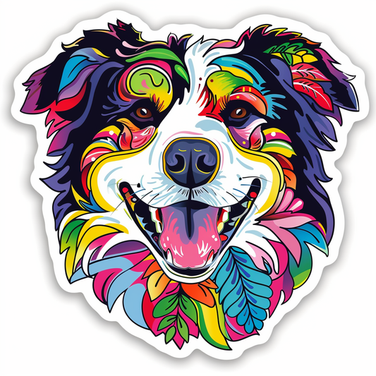Border Collie Dog majestic Expressive surreal Vinyl Decal Sticker for Car, Laptop, Tumbler and more # F021794-4" x 4"