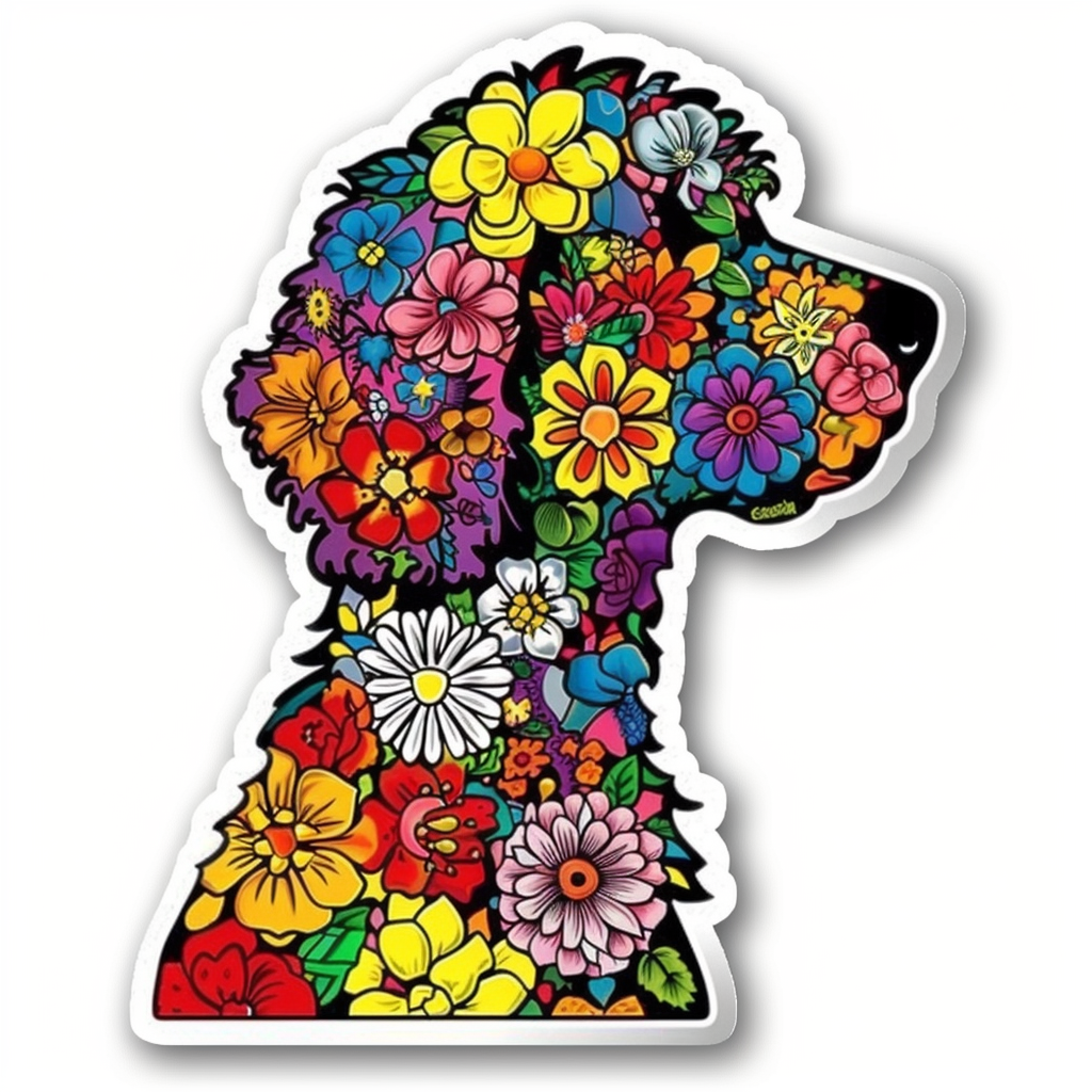 Poodle Dog floral Vinyl Decal Sticker for Car, Laptop, Tumbler and more # F012574