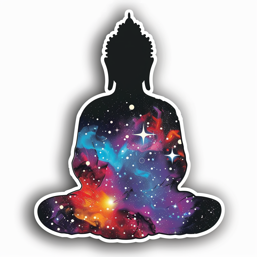 Buddha galaxy majestic Expressive surreal Vinyl Decal Sticker for Car, Laptop, Tumbler and more # F017079