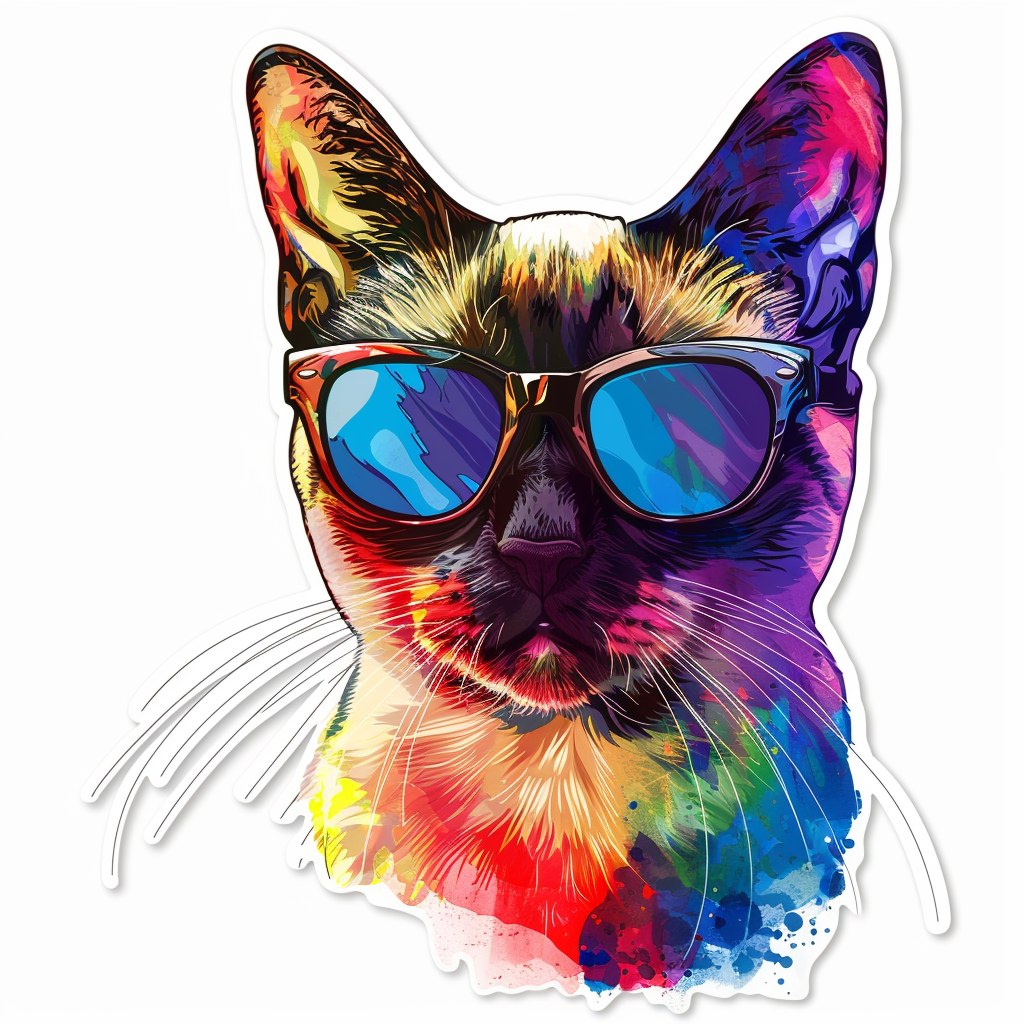 Burmese Cat wearing sunglasses Vinyl Decal Sticker for Car, Laptop, Tumbler and more # F010971