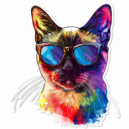 Burmese Cat wearing sunglasses Vinyl Decal Sticker for Car, Laptop, Tumbler and more # F010971