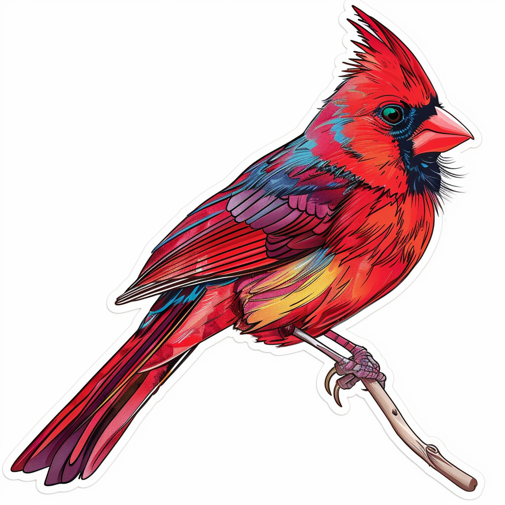 Cardinal Bird majestic Expressive surreal Vinyl Decal Sticker for Car, Laptop, Tumbler and more # F024217