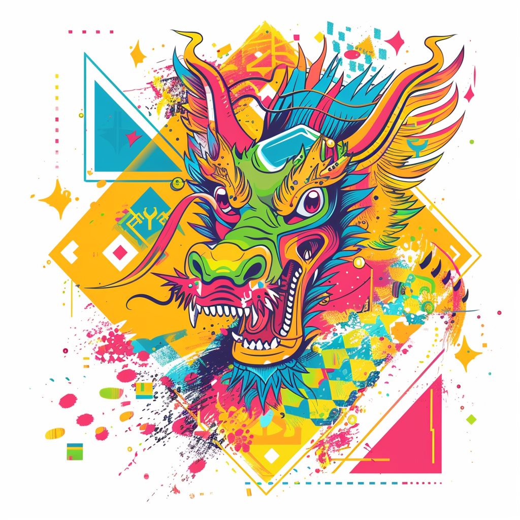 Dragon cyber punk majestic Expressive surreal Vinyl Decal Sticker for Car, Laptop, Tumbler and more # F019105-4" x 4"