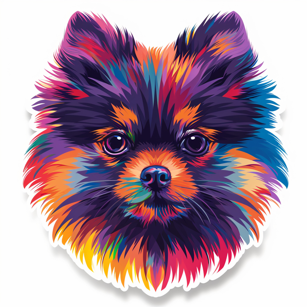 Sticker of a Pomeranian Dog majestic Expressive surreal Heartcore Vinyl Decal Sticker for Car, Laptop, Tumbler and more # F013973