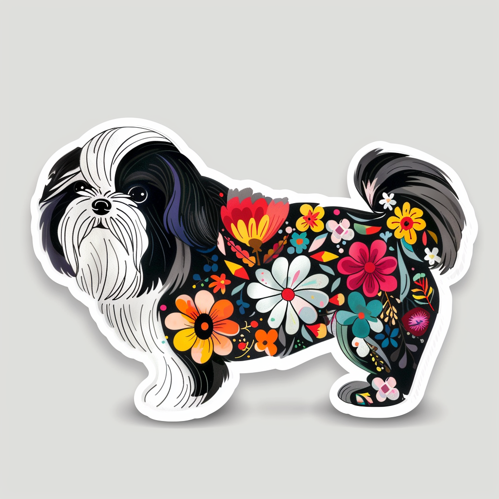 Adorable Shih Tzu Dog Expressive surreal Vinyl Decal Sticker for Car, Laptop, Tumbler and more # F018406
