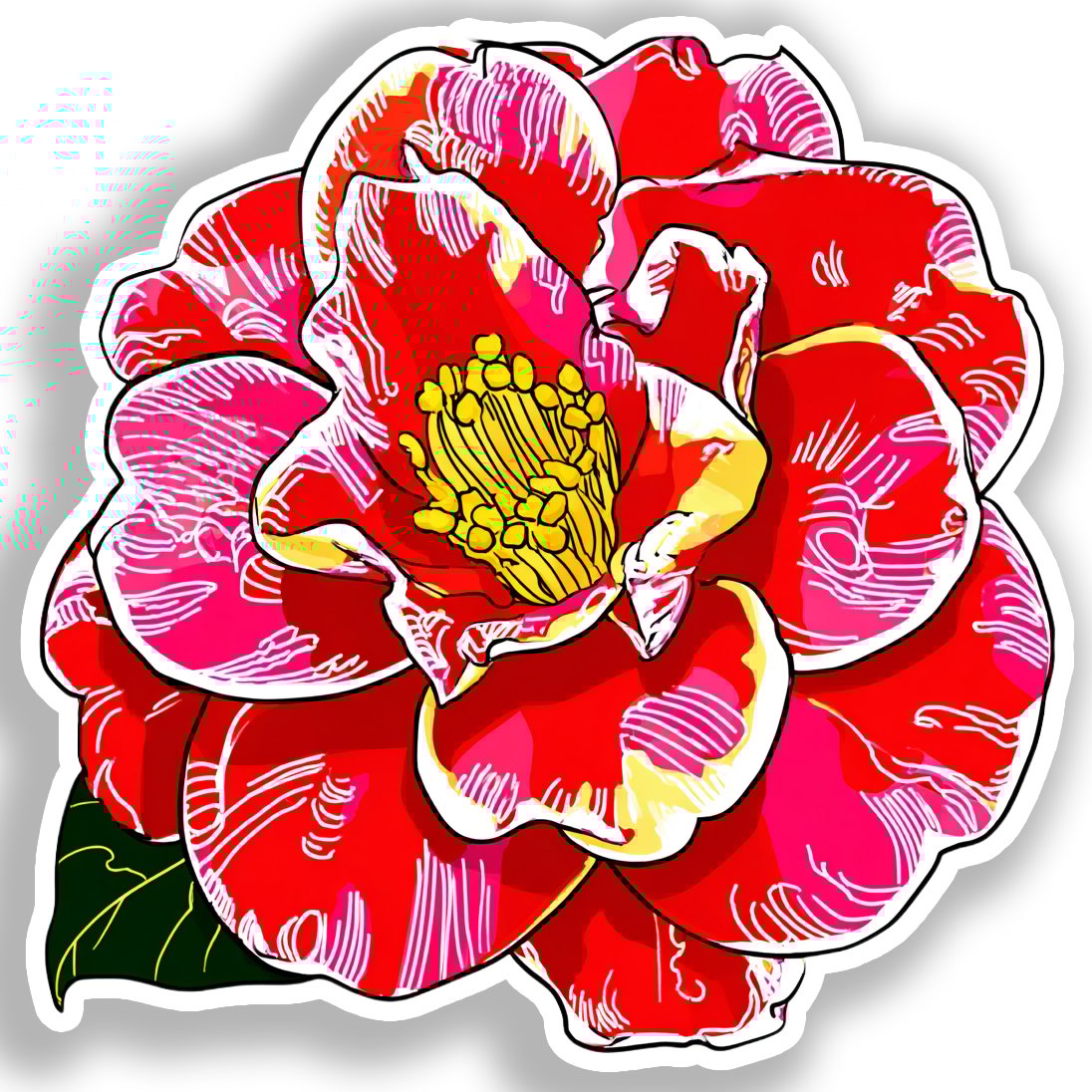 Camellia Flower Vinyl Decal Sticker for Car, Laptop, Tumbler and more # A018867-4" x 4"