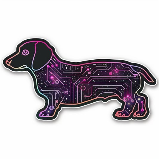 Dachshund Dog cyber punk Vinyl Decal Sticker for Car, Laptop, Tumbler and more # F012898