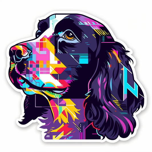 Cocker Spaniel Dog cyber punk Expressive surreal Vinyl Decal Sticker for Car, Laptop, Tumbler and more # F020316-4" x 4"