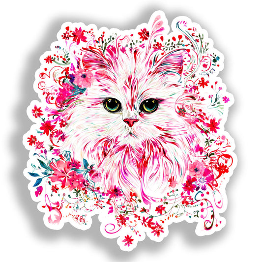 Persian Cat Vinyl Decal Sticker for Car, Laptop, Tumbler and more # A019237-4" x 4"