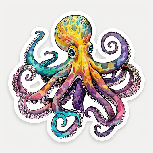 Sticker of a Octopus heartcore majestic Expressive surreal Vinyl Decal Sticker for Car, Laptop, Tumbler and more # F015495