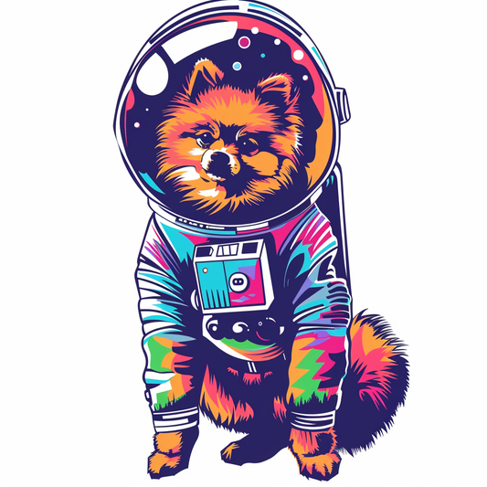 Sticker of a Pomeranian Dog astronaut majestic Expressive surreal Vinyl Decal Sticker for Car, Laptop, Tumbler and more # F013899