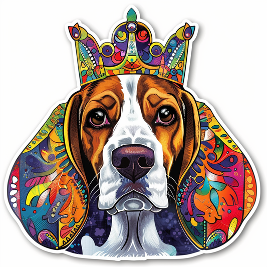 Beagle dog crowned Vinyl Decal Sticker for Car, Laptop, Tumbler and more # F011956