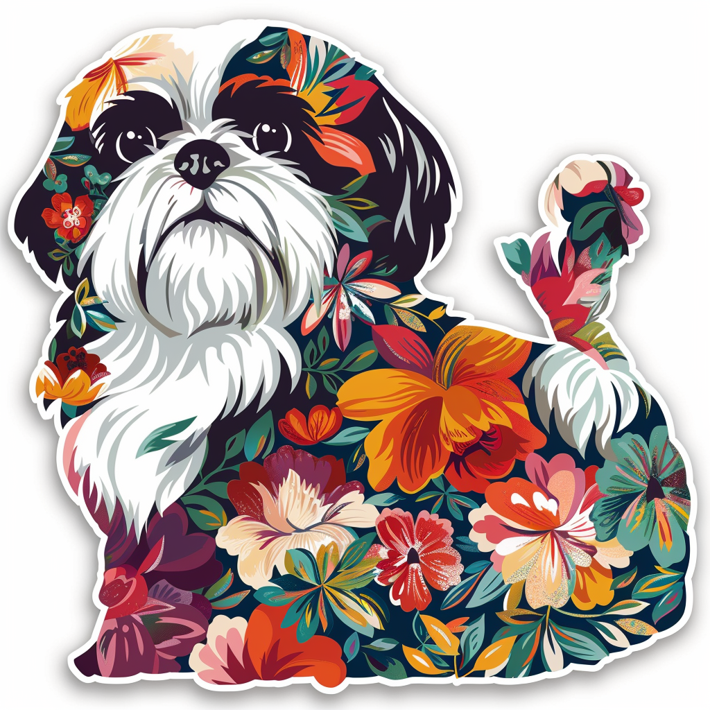 Adorable Shih Tzu Dog Expressive surreal Vinyl Decal Sticker for Car, Laptop, Tumbler and more # F018375