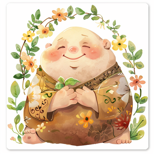 Adorable Buddha Expressive surreal Vinyl Decal Sticker for Car, Laptop, Tumbler and more # F017162