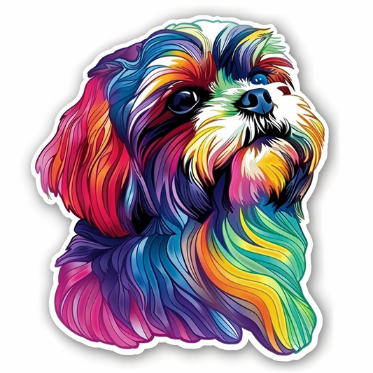 Adorable Shih Tzu Dog Expressive surreal Vinyl Decal Sticker for Car, Laptop, Tumbler and more # F018509