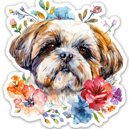 Adorable Shih Tzu Dog Expressive surreal Vinyl Decal Sticker for Car, Laptop, Tumbler and more # F018366
