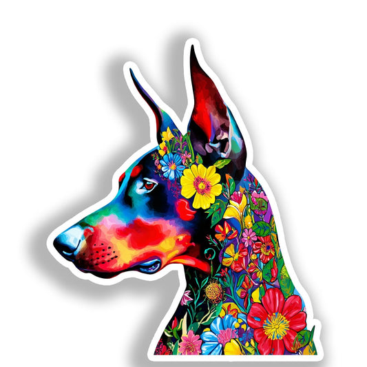 Doberman Pnscher Dog Vinyl Decal Sticker for Car, Laptop, Tumbler and more # A019665-4" x 4"