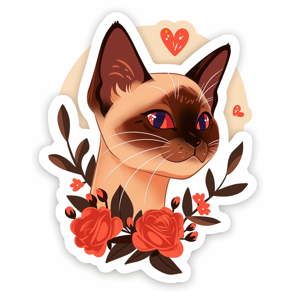 Burmese Cat heartcore Vinyl Decal Sticker for Car, Laptop, Tumbler and more # F011019