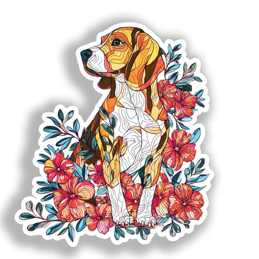 Beagle Dog Vinyl Decal Sticker for Car, Laptop, Tumbler and more # A018621-4" x 4"